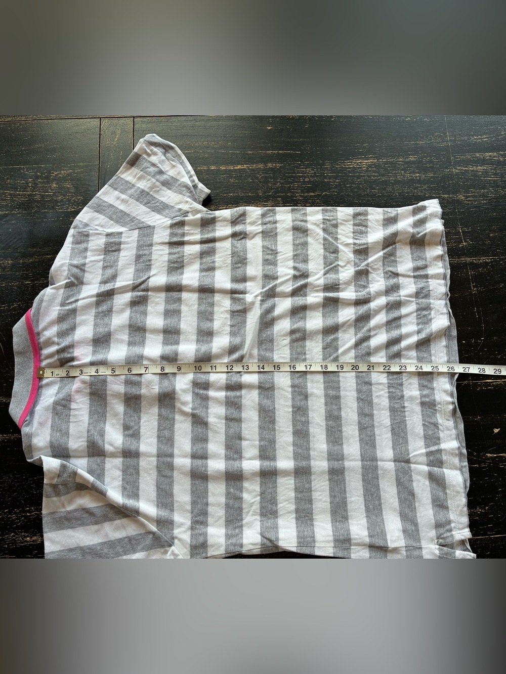 Paul & Shark Gray and White Striped Men’s Polo with Pink Trim size L - Picture 5 of 6